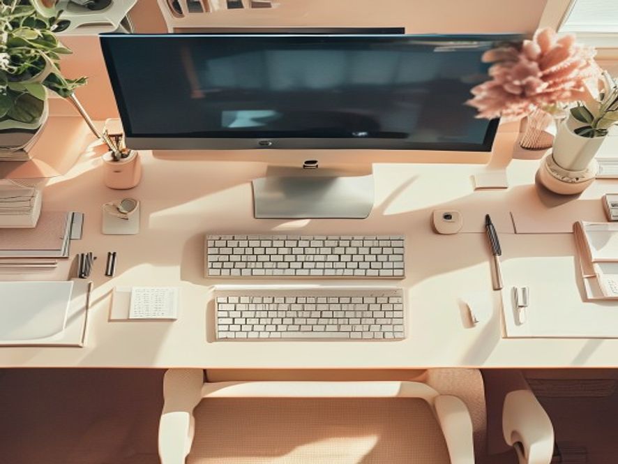 Ergonomisk arbetsplats med korrekt möbelkonfiguration och belysning